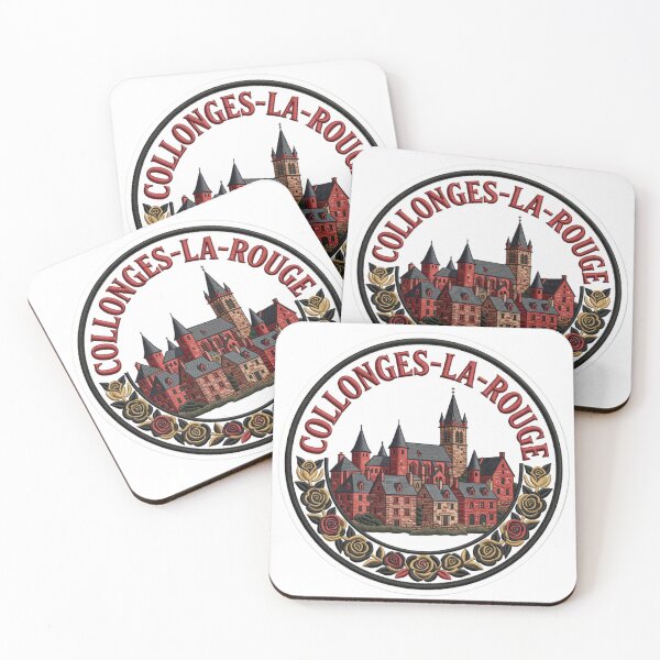Artikelvorschau, Collonges la Rouge Frankreich Red Stone Village Rose bestickter Patch-Aufkleber entworfen und verkauft von Imaginarium of Chaos falcon88 .