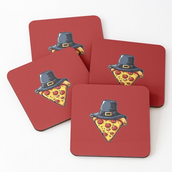 Artikelvorschau, Lustige Pilger-Pizzastücke zum Thanksgiving-Fest entworfen und verkauft von Digital Design Art.