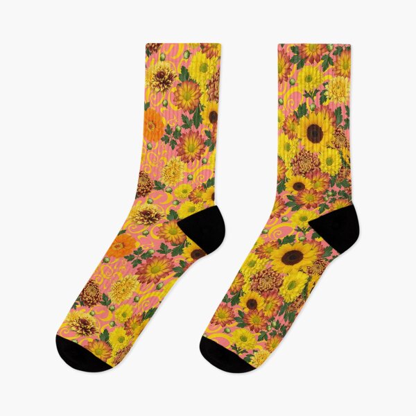 Item preview, Golden Mums Jazz on Blush ff8080 designed and sold by Art in My Loft.