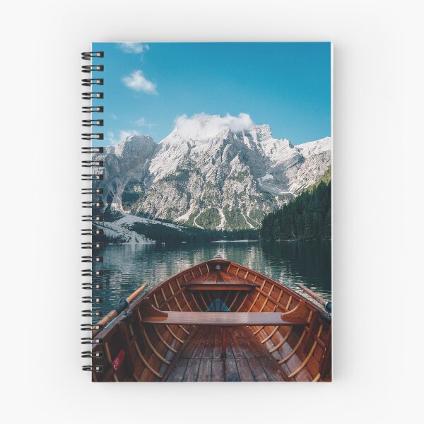 Item preview, Wooden Rowboat On Crystal Clear Lake Facing Towering Mountain Peaks    designed and sold by Russone.