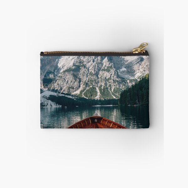 Item preview, Wooden Rowboat On Crystal Clear Lake Facing Towering Mountain Peaks    designed and sold by Russone.
