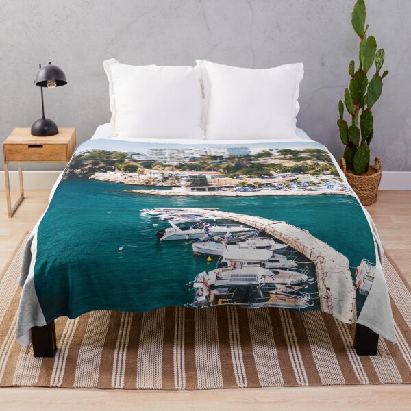 Item preview, Boats Docked At Coastal Harbor Along Turquoise Sea Shore    designed and sold by Russone.