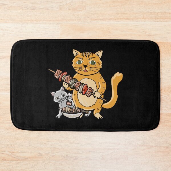 Item preview, Cat Illustration BBQ Kebab, Ginger Tabby Cat Grill Master, Cottagecore Animal Art designed and sold by LeshanArt.