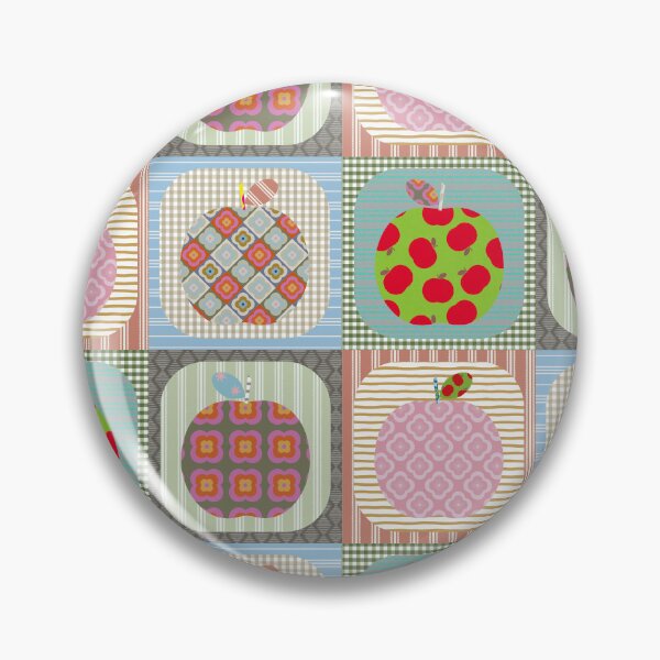Item preview, Pom Pom Pom Pom Faux Patchwork Quilt in earthy Mid Century tones designed and sold by Anne Londez Studio.