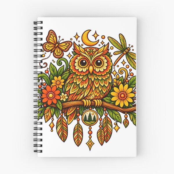 Item preview, Moonlit Boho Owl – Wild Nature Folk Art designed and sold by JanRizz.