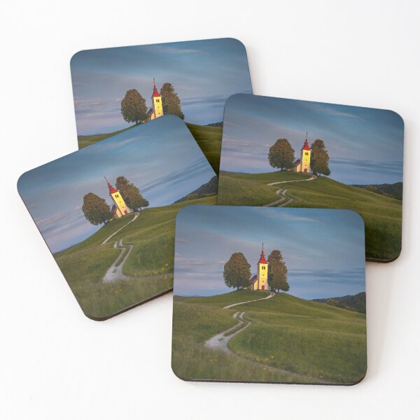 Item preview, Solitary Hilltop Church Surrounded By Green Fields At Sunset    designed and sold by Christorn.