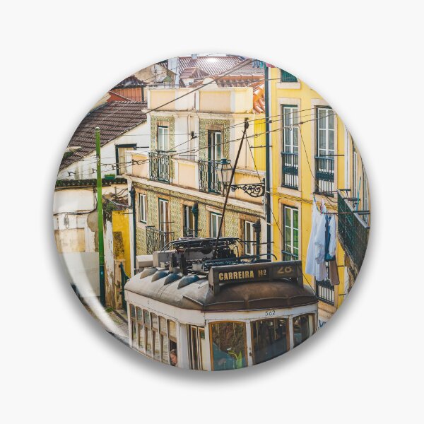 Item preview, Yellow Vintage Tram Driving On Narrow Lisbon Street    designed and sold by Christorn.