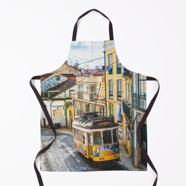 Item preview, Yellow Vintage Tram Driving On Narrow Lisbon Street designed and sold by Christorn.
