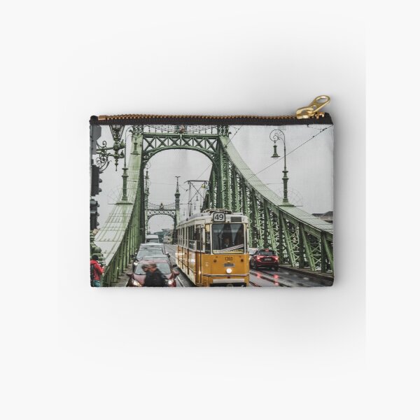 Item preview, Yellow Tram Crossing Historic Green Steel Bridge In City    designed and sold by Christorn.