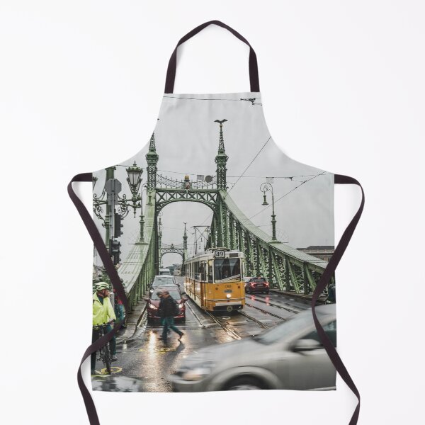 Item preview, Yellow Tram Crossing Historic Green Steel Bridge In City designed and sold by Christorn.