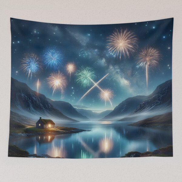 Item preview, Hogmanay Fireworks over a Scottish Loch designed and sold by Sybille-Yates.