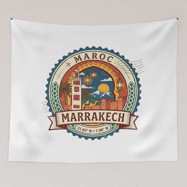 Item preview, Marrakech Vintage Travel Stamp Morocco designed and sold by fritz-10signer.