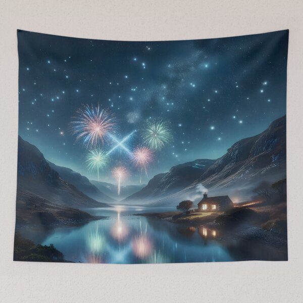 Item preview, Hogmanay Fireworks over a Scottish Loch designed and sold by Sybille-Yates.