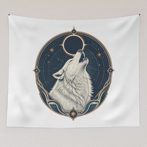 Item preview, Mystical Wolf Moon Celestial Gothic Night Art designed and sold by GenZStickerHub1.