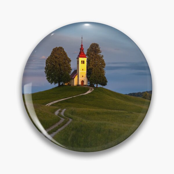 Item preview, Solitary Hilltop Church In Slovenia Countryside At Dusk designed and sold by Laughline.