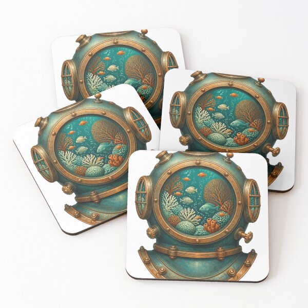Item preview, Vintage Deep Sea Diving Helmet Ocean Explorer Art designed and sold by GenZStickerHub1.