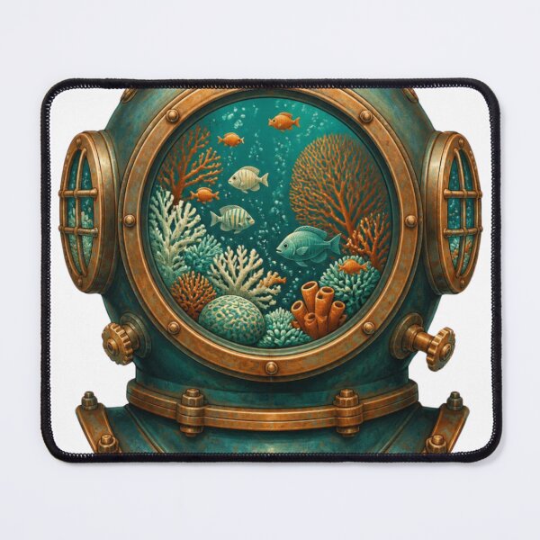 Item preview, Vintage Deep Sea Diving Helmet Ocean Explorer Art designed and sold by GenZStickerHub1.