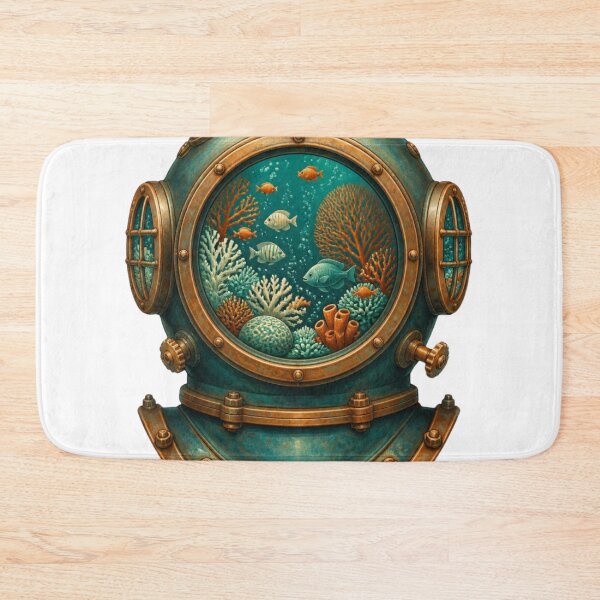 Item preview, Vintage Deep Sea Diving Helmet Ocean Explorer Art designed and sold by GenZStickerHub1.