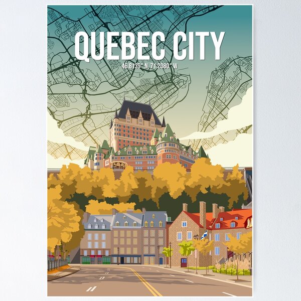 Item preview, Quebec City Autumn Map and Château Frontenac | Urban Atlas designed and sold by Stadify.