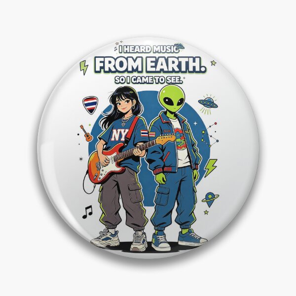 Item preview, UFO Visitor Loves Earth Rock Music designed and sold by NatalieJeans.