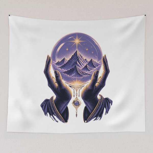 Item preview, Mystical Mountain Celestial Hands Spiritual Nature Art designed and sold by GenZStickerHub1.