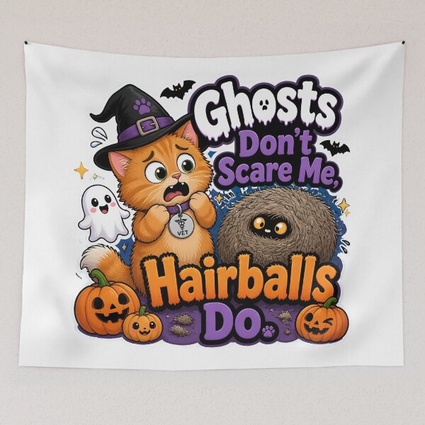 Item preview, Ghosts Don’t Scare Me, Hairballs Do – Funny Halloween Cat Vet designed and sold by Bettybee00.