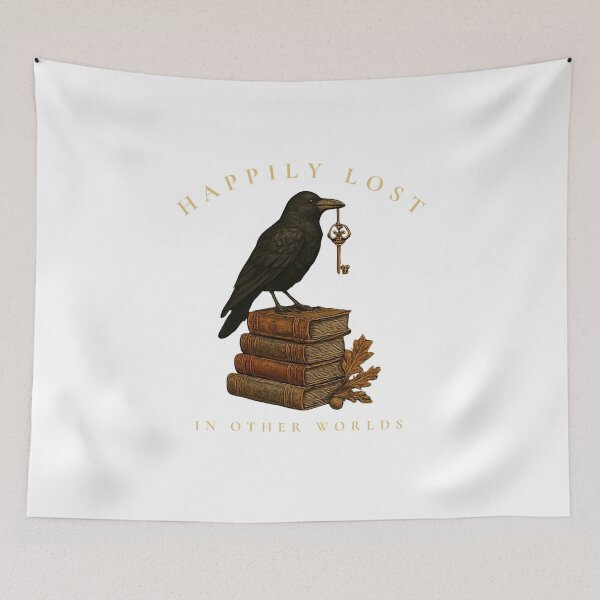 Item preview, Happily Lost In Other Worlds Dark Academia Raven And Books designed and sold by wildsilencee.