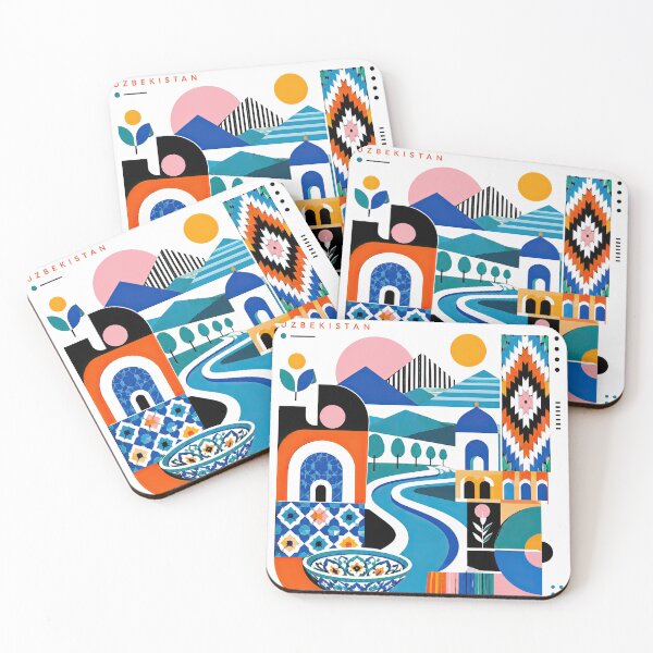 Item preview, Colorful geometric illustration of Fergana, Uzbekistan featuring designed and sold by ckybe.