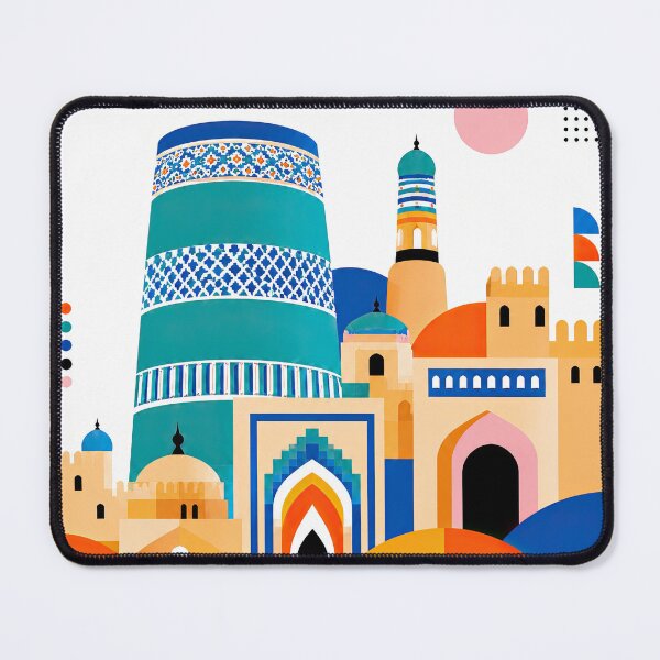 Artikelvorschau, Colorful flat illustration of Khiva, Uzbekistan, featuring Islam entworfen und verkauft von ckybe.