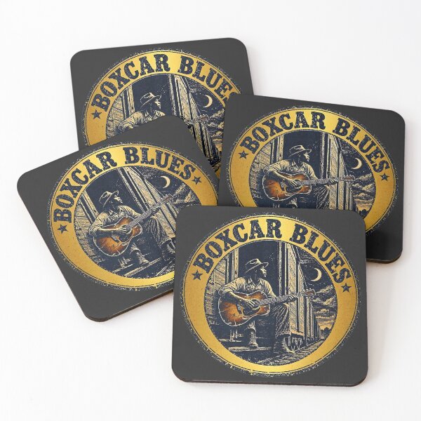 Item preview, Boxcar Blues - Vintage Delta Blues Guitarist Train Emblem designed and sold by UrbanPopDesigns.