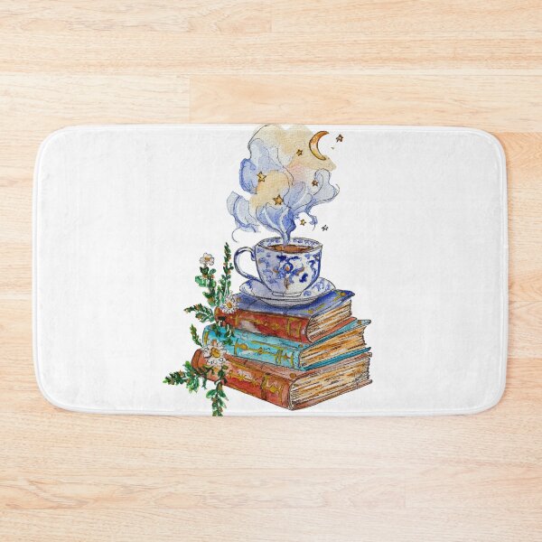 Item preview, Cozy Magical Bookstack with Celestial Tea Watercolor designed and sold by DesseindImages.