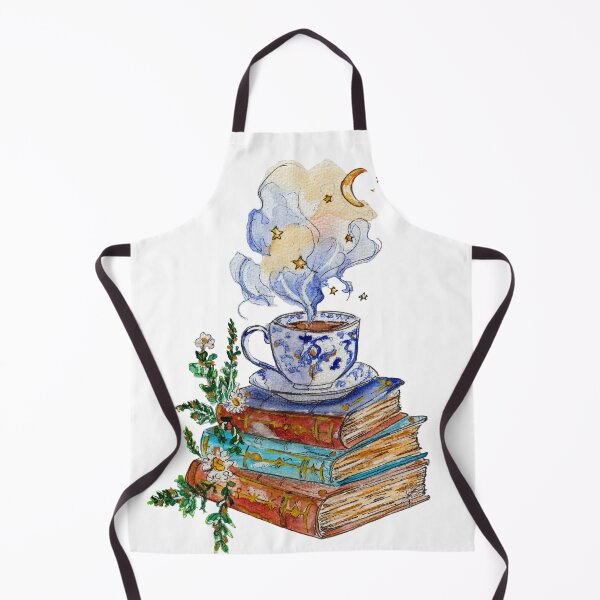 Item preview, Cozy Magical Bookstack with Celestial Tea Watercolor designed and sold by DesseindImages.