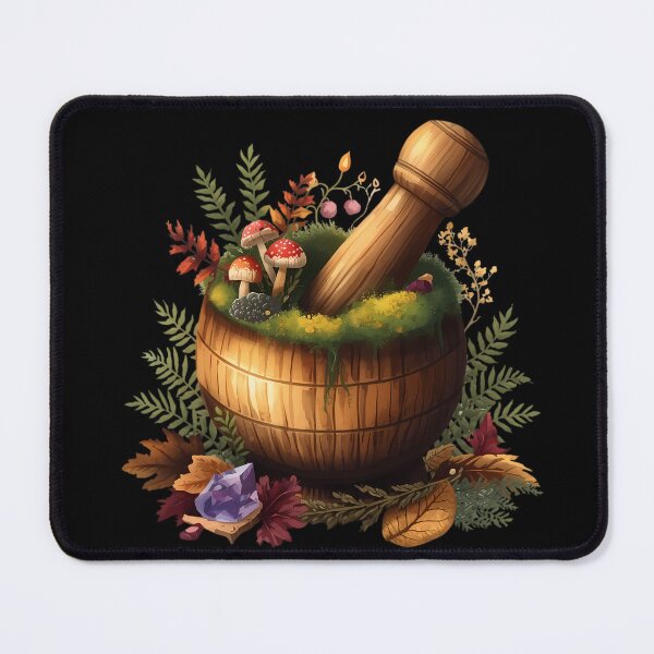 Item preview, Vintage Witch Mortar Pestle Dark Cottagecore Overgrown Moss designed and sold by Youram.
