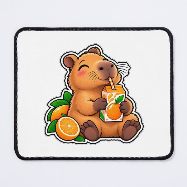 Item preview, Capybara Drinking Cartoon Orange Juice  designed and sold by WeirdlyMild.