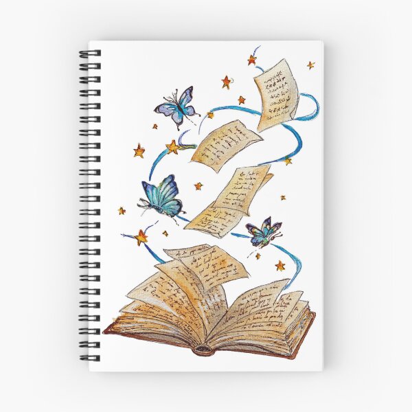Item preview, Magical Open Book with Butterflies and Stars Watercolor designed and sold by DesseindImages.