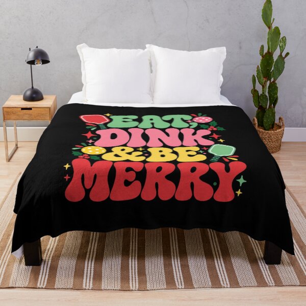 Artikelvorschau, Eat Dink & Be Merry Retro Christmas Pickleball entworfen und verkauft von NicheMuse Studio.