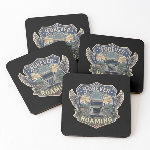 Item preview, Forever Roaming European Trucker Vintage Euro semi Truck Shield designed and sold by PoleksGraphics.