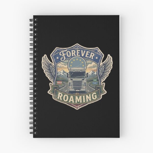 Item preview, Forever Roaming European Trucker Vintage Euro semi Truck Shield designed and sold by PoleksGraphics.