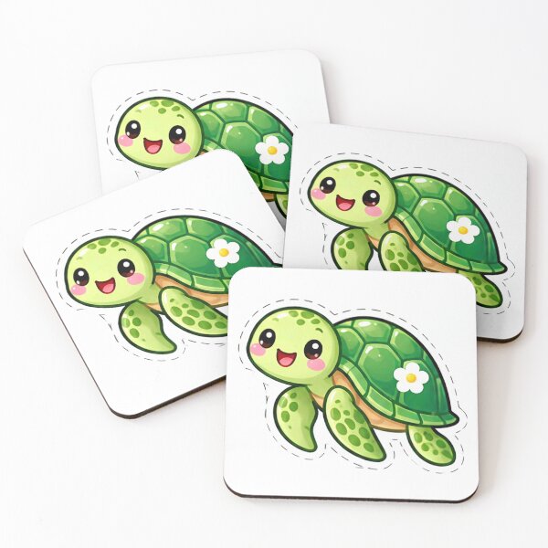 Item preview, Cute Green Turtle with Flower designed and sold by Elhocinr.