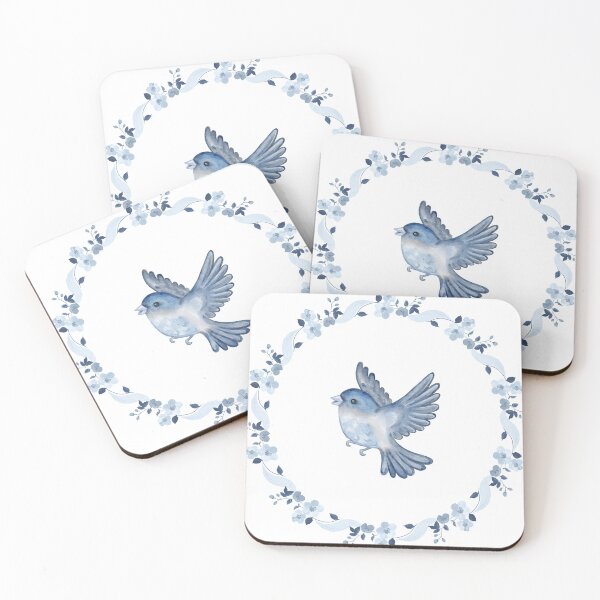 Item preview, Blue Flowers & Bird Botanical Art designed and sold by Mona Artistry.
