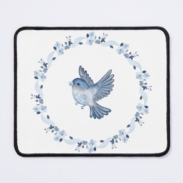 Item preview, Blue Flowers & Bird Botanical Art designed and sold by Mona Artistry.