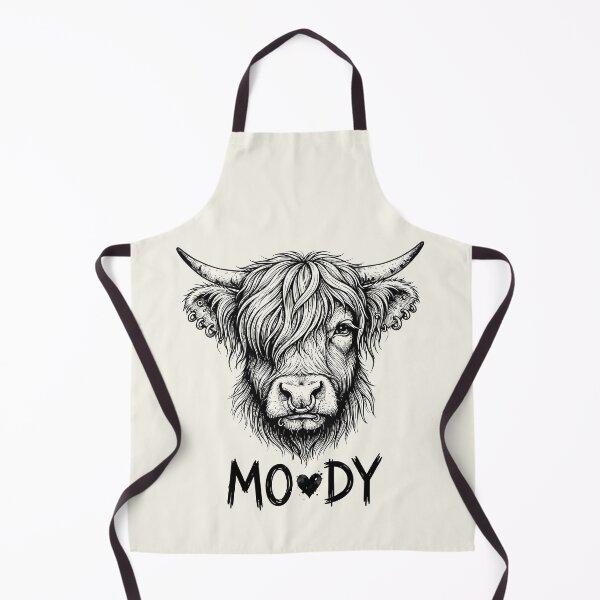 Item preview, Moody Highland Cow Edgy Punk Pierced Cattle Sketch designed and sold by Amir Faysal.