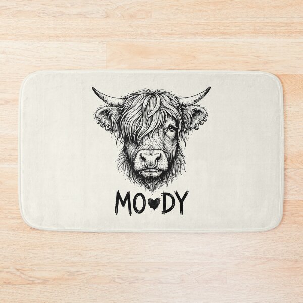 Item preview, Moody Highland Cow Edgy Punk Pierced Cattle Sketch designed and sold by Amir Faysal.