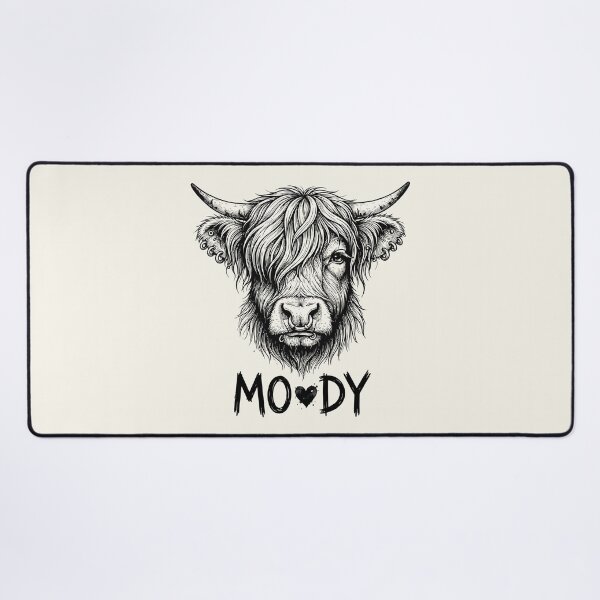 Item preview, Moody Highland Cow Edgy Punk Pierced Cattle Sketch designed and sold by Amir Faysal.