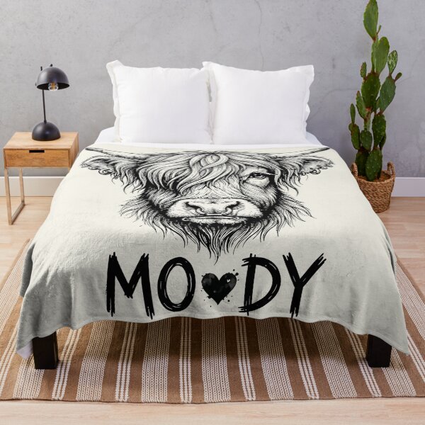 Item preview, Moody Highland Cow Edgy Punk Pierced Cattle Sketch designed and sold by Amir Faysal.