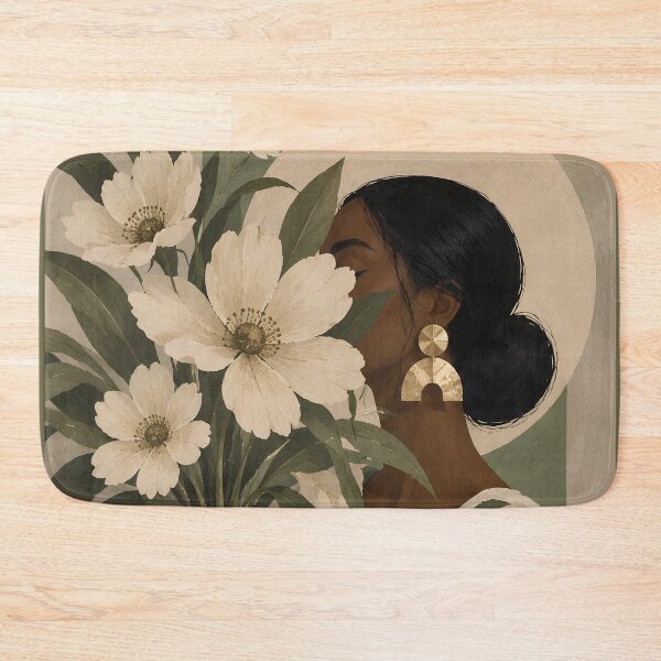 Item preview, Sage & Stripes Woman with Floral Vase designed and sold by salt n sass designs.