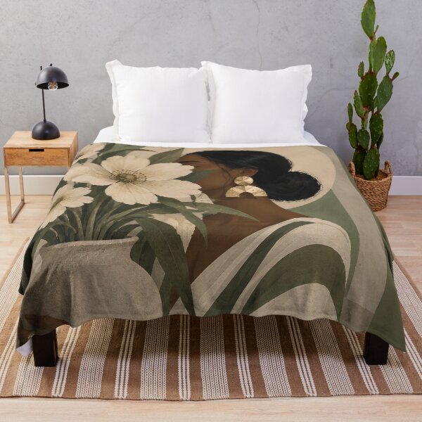 Item preview, Sage & Stripes Woman with Floral Vase designed and sold by salt n sass designs.