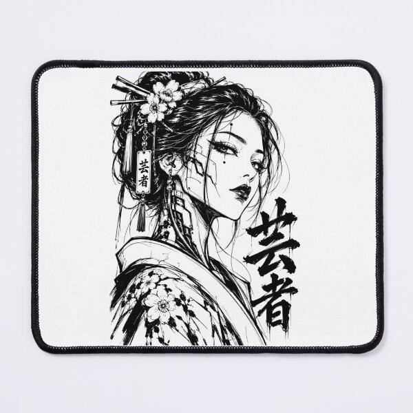 Artikelvorschau, Japanisches Cyberpunk-Geisha-Tuscheporträt entworfen und verkauft von bapupa.