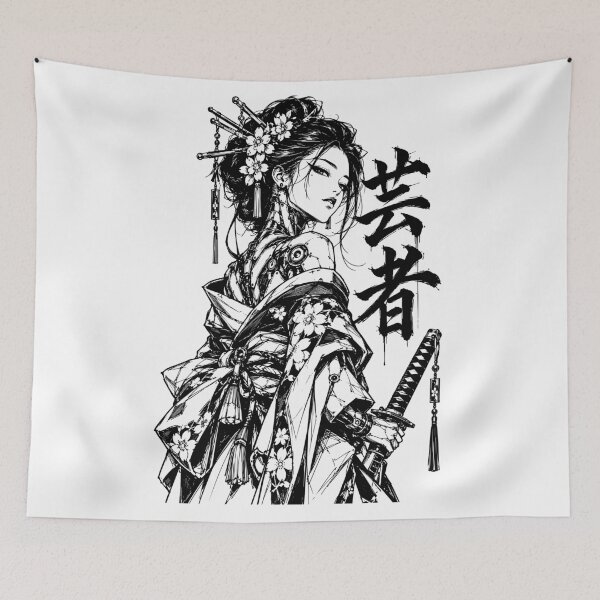 Artikelvorschau, Japanische Cyberpunk-Geisha-Kriegerin in Tinte entworfen und verkauft von bapupa.
