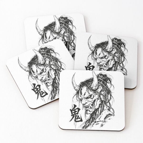 Item preview, Japanese Cybernetic Oni Ink Portrait designed and sold by bapupa.